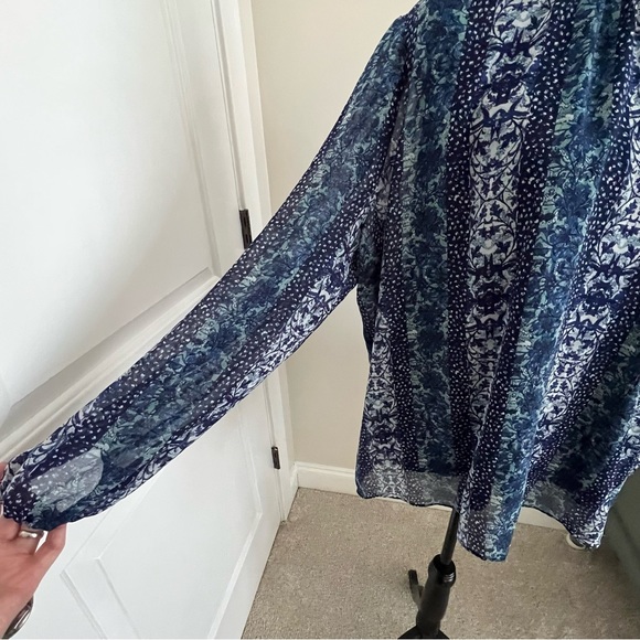 Susan Graver chiffon smocked neck fully lined top - Picture 5 of 11